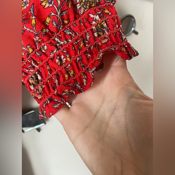 Max Studio Womens Short Sleeve Smocked Waist Floral Jumpsuit - Picture 5 of 7